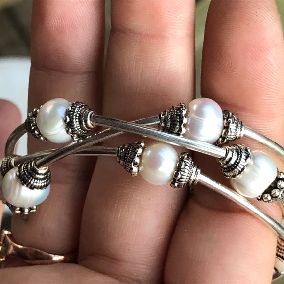 Boho Silver Tone Real Pearl Wrap Bracelet - Picture 4 of 4